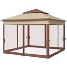 Outsunny 3 x 3(m) Pop Up Gazebo, Double-roof Garden Tent with Netting and Carry Bag, Party Event She