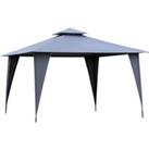 Outsunny 3.5x3.5m Side-Less Outdoor Canopy Tent Gazebo w/ 2-Tier Roof Steel Frame Garden Party Gathe