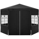 Outsunny 4 m Party Tent Wedding Gazebo Outdoor Waterproof PE Canopy Shade with 6 Removable Side Wall