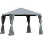 Outsunny 3(m) Garden Gazebo Canopy Party Tent Garden Pavilion Patio Shelter Aluminum Frame with Curt