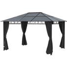 Outsunny Hardtop Gazebo Garden Pavilion with UV Resistant Polycarbonate Roof, Curtains, Steel & 