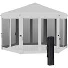 Outsunny Hexagonal Pop Up Gazebo with Mesh Sidewalls, 3.2m, Outdoor Sun Shelter, Handy Bag Included,