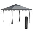 Outsunny 4 x 4m Pop-up Gazebo Double Roof Canopy Tent with Roller Bag & Adjustable Legs Outdoor 