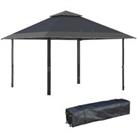 Outsunny Pop-up Gazebo with Double Roof, UV Proof Canopy Tent, Roller Bag, Adjustable Legs for Outdo
