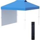 Outsunny 3x3M Pop Up Gazebo Tent with Sidewall, Roller Bag, Adjustable Height, Blue Event Shelter fo