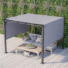 Outsunny 3 x 3(m) Garden Pergola, Outdoor Retractable Pergola Gazebo with Adjustable Canopy, Sun Sha