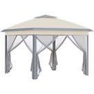 Outsunny 11' x 11' Pop Up Canopy, Double Roof Foldable Canopy Tent with Zippered Mesh Sidewalls, Hei