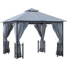 Outsunny 4 x 3.35(m) Patio Metal Gazebo Canopy Garden Tent Sun Shade, Outdoor Shelter with 2 Tier Ro