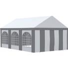 Outsunny 6 x 4m Galvanised Party Tent, Marquee Gazebo with Sides, Six Windows and Double Doors, for 
