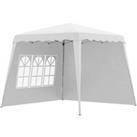 Outsunny 2.9 x 2.9m Pop Up Gazebo with 2 Sides, Slant Legs and Carry Bag, Height Adjustable UV50+ Pa