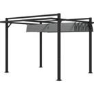Outsunny 3 x 3(m) Retractable Pergola, Garden Gazebo Shelter with Aluminium Frame, for Grill, Patio,