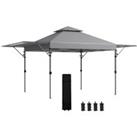 Outsunny 5 x 3(m) Pop Up Gazebo with Extend Dual Awnings, 1 Person Easy up Marquee Party Tent with 1