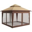 Outsunny 3 x 3(m) Pop Up Gazebo with Mosquito Netting, 1 Person Easy up Marquee Party Tent with 1-Bu
