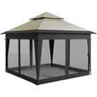 Outsunny 3 x 3(m) Pop Up Gazebo with Mosquito Netting, 1 Person Easy up Marquee Party Tent with 1-Bu