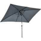 Outsunny 3x2m Patio Parasol Garden Umbrellas Canopy with Aluminum Tilt Crank Rectangular Sun Shade S