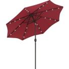 Outsunny 24 LED Solar Powered Parasol Umbrella-Wine Red