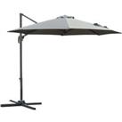 Outsunny 3(m) Patio Offset Parasol Roma Umbrella Cantilever Hanging Sun Shade Canopy Shelter 360 Rotation with Cross Base - Dark Grey
