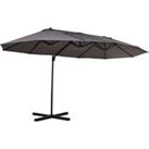 Outsunny Double Parasol Patio Umbrella Garden Sun Shade w/ Steel Pole 12 Support Ribs Crank Handle E