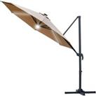 Outsunny 3(m) Cantilever Roma Parasol Garden Sun Umbrella with LED Solar Light Cross Base 360 Rotati
