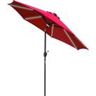 Outsunny 2.7m Garden Parasol Sun Umbrella Patio Summer Shelter w/ LED Solar Light, Angled Canopy, Ve