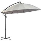 Outsunny 3(m) Cantilever Garden Hanging Banana Sun Umbrella with Crank Handle, 18 Sturdy Ribs and Cr