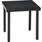 Outsunny Patio Side Table with Umbrella Hole, Durable Steel Frame, Ideal for Balcony and Garden, Bla