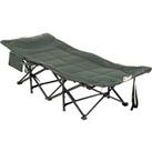 Outsunny Sun Lounger Foldable, Padded Patio Camping Bed with Adjustable 170 Recline & Accessorie