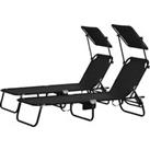 Outsunny Folding Chaise Lounge Pool Chairs, Outdoor Sun Tanning Chairs, Reclining Back, Steel Frame 