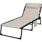 Outsunny Foldable Sun Lounger Set w/ 5-level Reclining Back, Outdoor Tanning Chairs w/ Build-in Padd