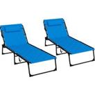 Outsunny Foldable Sun Lounger Set with 5-level Reclining Back, Outdoor Tanning Chairs w/ Padded Seat