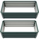 Outsunny Steel Raised Beds for Garden, Outdoor Planter Box, Set of 2, for Flowers, Herbs and Vegetab