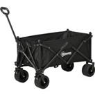 Outsunny Folding Garden Trolley, Outdoor Wagon Cart with Carry Bag, for Beach, Camping, Festival, 120KG Capacity, Black