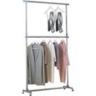 HOMCOM Heavy Duty Garment Rail Clothes Hanger on Wheels, Adjustable Hanging Display Stand, Black
