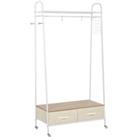 HOMCOM Coat Rack Stand with Rail, Clothes Storage Hanger, Shelf Organiser, 2 Drawers for Entryway, D