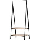 HOMCOM Clothes Rail, Freestanding Metal Clothes Rack with 2 Tier Storage Shelves for Bedroom and Ent
