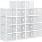 HOMCOM Stackable Clear Shoe Storage Box, 18PCS, Plastic with Magnetic Door, for Sizes up to UK 12/EU