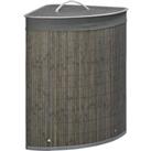 HOMCOM Bamboo Laundry Basket, 55L Corner Hamper with Lid, Removable Liner, Washing Basket, 38 x 38 x
