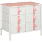 HOMCOM Storage Chest with 6 Fabric Drawers, Metal Frame Dresser with Wooden Top, Organiser for Bedro