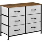 HOMCOM Bedroom Chest of Drawers, Industrial Dresser with 6 Fabric Bins, Steel Frame & Wooden Top