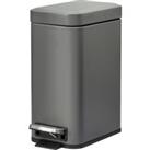 HOMCOM 5L Rectangular Compact Bin, Steel Body, Removable Bucket, Quiet-Close Lid w/ Pedal Lid Rubbish Trash Can Garbage Tidy Clean, Grey