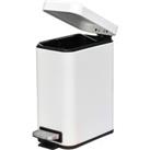 HOMCOM 5L Rectangular Compact Bin Steel Body Removable Bucket Quiet-Close Lid w/ Pedal Lid Rubbish Trash Can Garbage Tidy Clean White