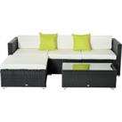Outsunny 4-Seater Garden Rattan Furniture Outdoor Sectional Rattan Sofa Set Coffee Table Combo Patio