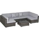 Outsunny 7 PC Garden Rattan Furniture Set Patio Outdoor Sectional Wicker Weave Sofa Seat Coffee Tabl