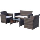 Outsunny Rattan Garden Sofa Set, 4-Seater, Outdoor Patio Wicker Weave, 2-Seater Bench, Chairs & 