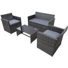 Outsunny 4-Seater Rattan Garden Furniture Sofa Set Outdoor Patio Wicker Weave 2-seater Bench Chairs 