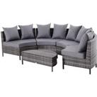 Outsunny Rattan Garden Furniture 4 Seaters Half-round Patio Outdoor Sofa & Table Set Wicker Weav
