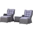 Outsunny 2 Seater Deluxe Garden Rattan Furniture Sofa Chair & Stool Table Set Patio Wicker Weave