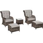 Outsunny Deluxe Garden Rattan Furniture Sofa Chair & Stool Table Set Patio Wicker Weave Furnitur