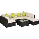 Outsunny 7-Seater PE Rattan Furniture Set with Adjustable Foot Pads & UV Resistance for Garden P