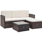 Outsunny 4-Seater Rattan Garden Furniture Outdoor Patio Corner Sofa and Coffee Table Set Footstool w